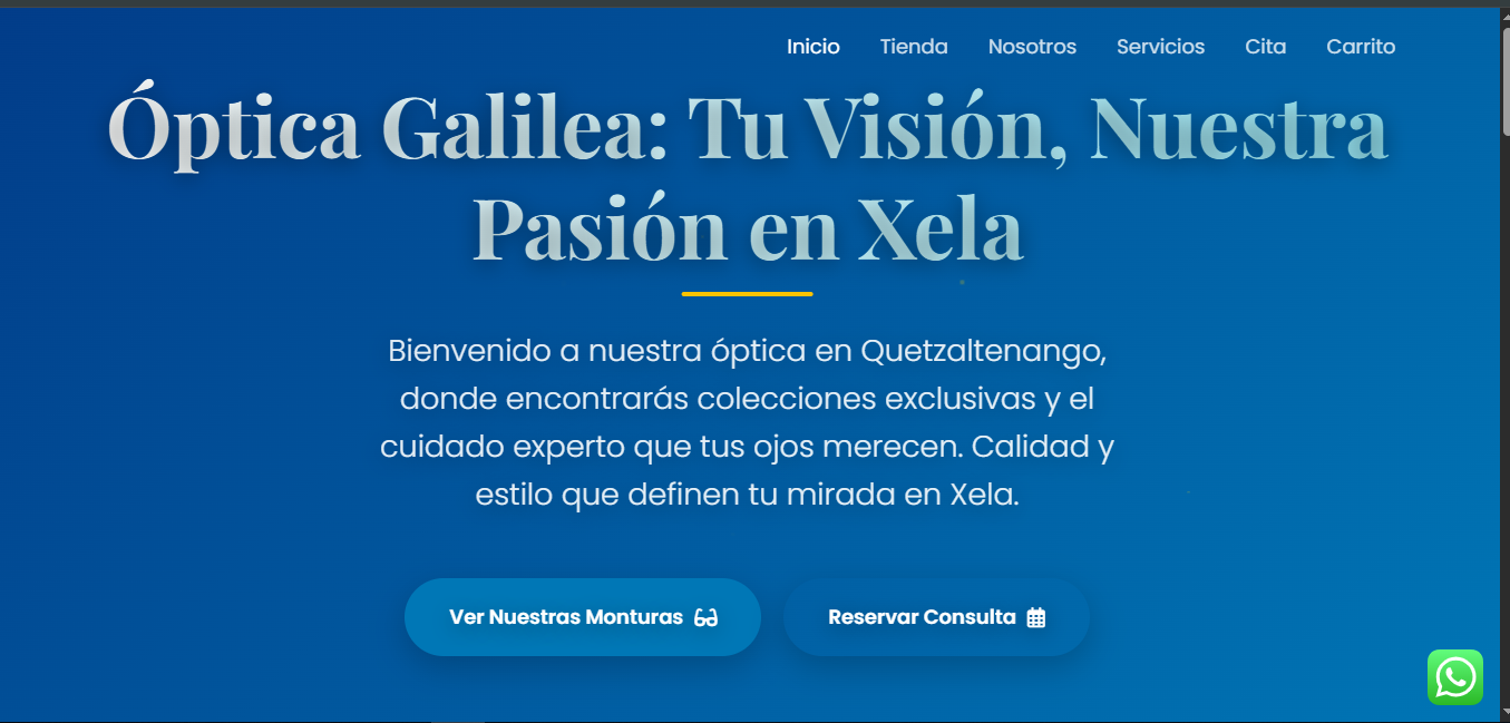 Página web para Óptica Galilea